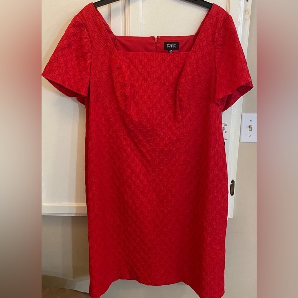 Size 22 Red, Never Worn with Tags, Adrianna Papell Short-Sleeved Formal Dress - Picture 1 of 3